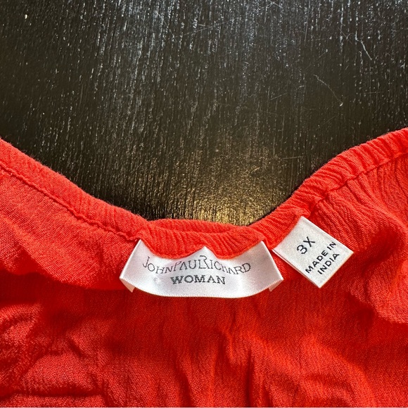 JohnPaulRichard 3XL Orange and Blue Off the Shoulder Embroidered Wide Sleeve - Picture 9 of 10